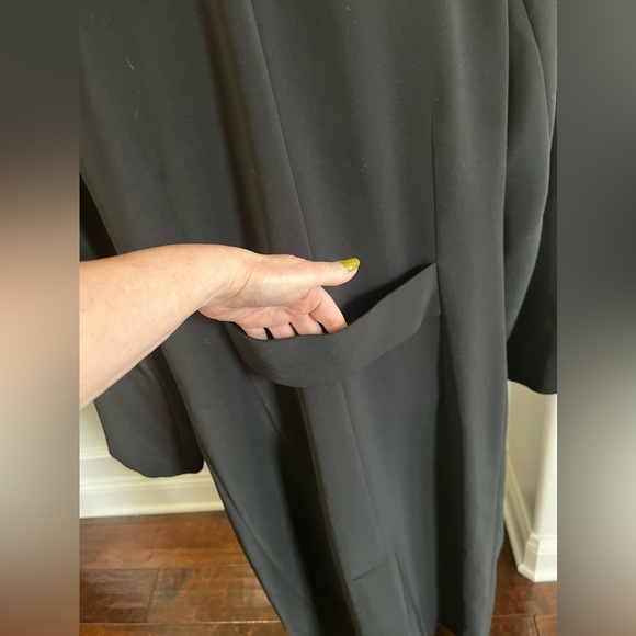 Gallery-Black, Single Breasted Button Down Water Repellent Maxi Trench Coat. - Picture 9 of 14